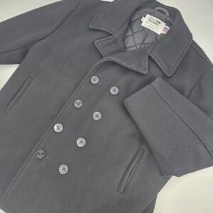 VINTAGE SCHOTT NYC US 740N PEACOAT JACKET MENS SIZE 52 BLACK DOUBLE BREAST WOOL